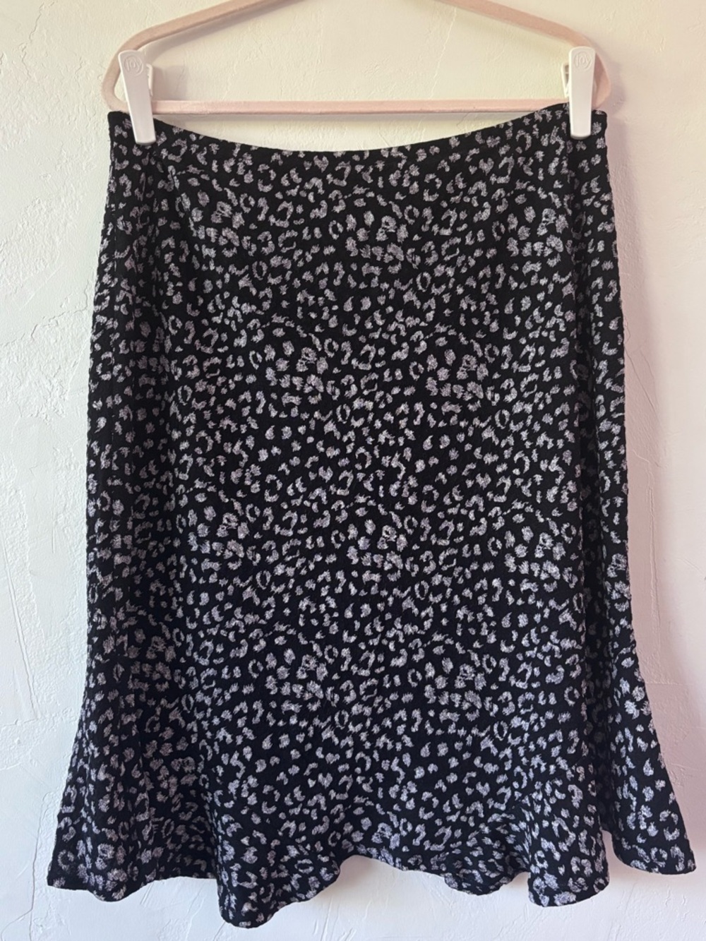 Black A-Line Leopard Print Skirt